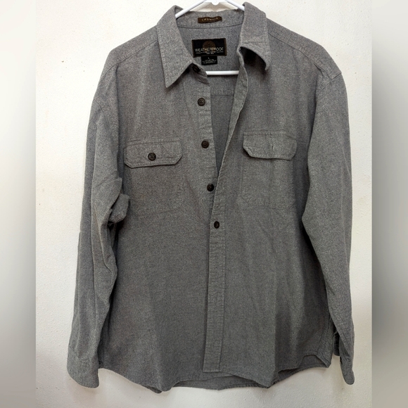 Weatherproof Chamois Mens Lg Collared Long Sleeve Button Down Shirt Gray - Picture 1 of 6